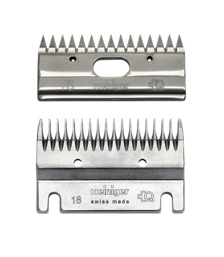 Heiniger - 18/15 - komplet ostrzy dla koni, bydła, do gęstej kręconej sierści, wysokość strzyżenia 2-4 mm