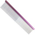 4Paws - grzebień z aluminiowym uchwytem, dł. igieł 3,2 cm, rozstaw zębów pół na pół, dł. całkowita 19 cm