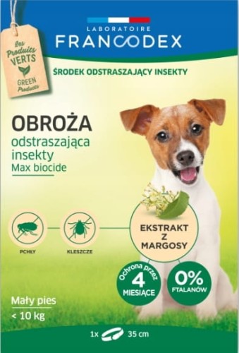 Francodex - obroża odstraszająca insekty dla małych psów do 10 kg, 35 cm