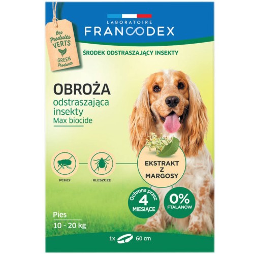Francodex - obroża odstraszająca insekty dla psów średniej wielkości od 10 do 20 kg, 60 cm