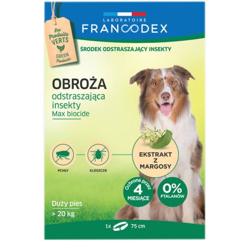 Francodex - obroża odstraszająca insekty dla psów dużych powyżej 20 kg, 75 cm
