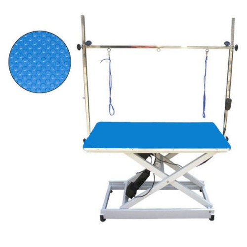 4Paws - stół z podnośnikiem elektrycznym, niebieski blat 110x60 cm