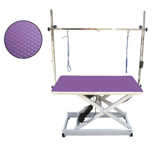 4Paws - stół z podnośnikiem elektrycznym, fioletowy blat 110x60 cm