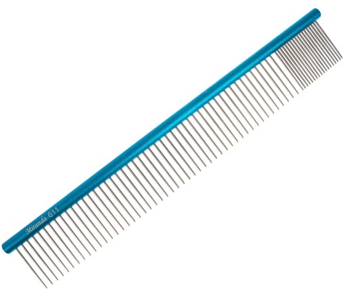 Trim - duży aluminiowy grzebień z rozstawem zębów 80/20, dł. 30 cm, kolor niebieski