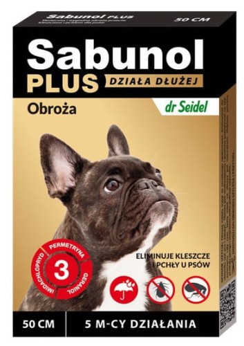 dr Seidel - Sabunol Plus - obroża przeciw kleszczom i pchłom, 5 miesięcy działania - 50 cm