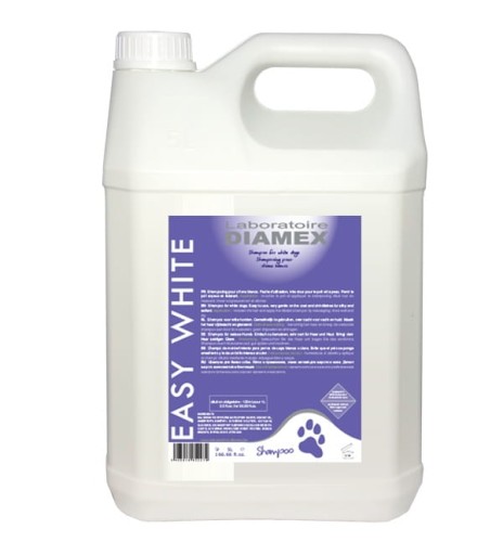 Diamex - Easy White Shampoo - łagodny szampon do białej i jasnej sierści, 5 l