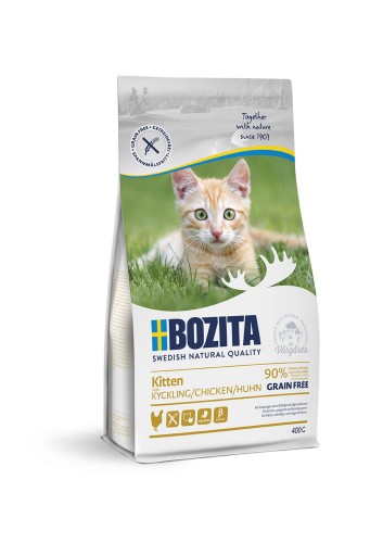 Bozita Kitten grain free z kurczakiem - karma dla kociąt oraz kotek w okresie ciąży i laktacji, 400g