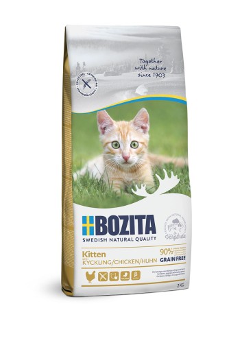 Bozita Kitten grain free z kurczakiem - karma dla kociąt oraz kotek w okresie ciąży i laktacji, 2kg