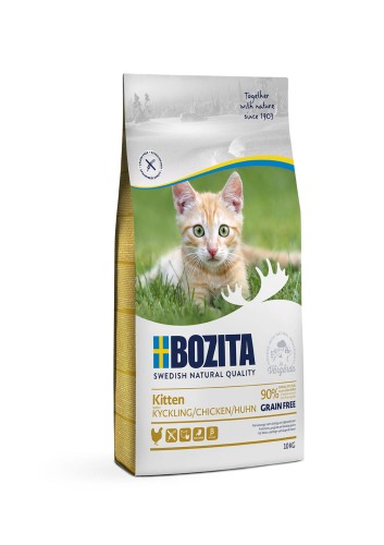 Bozita Kitten grain free z kurczakiem - karma dla kociąt oraz kotek w okresie ciąży i laktacji, 10kg