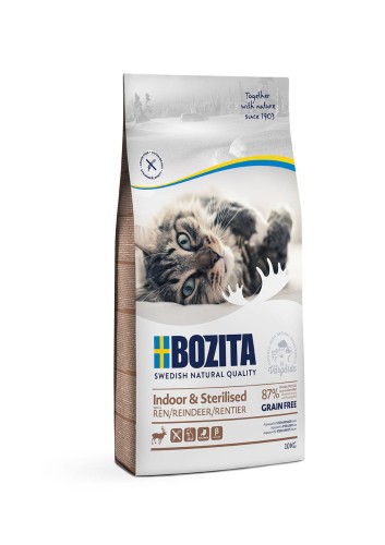 Bozita Indoor & Sterilised Grain Free Reindeer - karma dla kotów sterylizowanych i żyjących wewnątrz z reniferem, 10kg