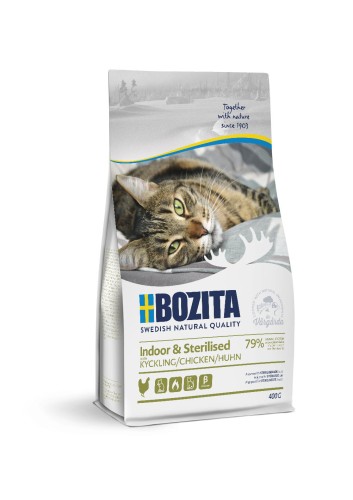 Bozita Indoor & Sterilised Chicken - karma dla kotów sterylizowanych i żyjących wewnątrz z kurczakiem, 400g