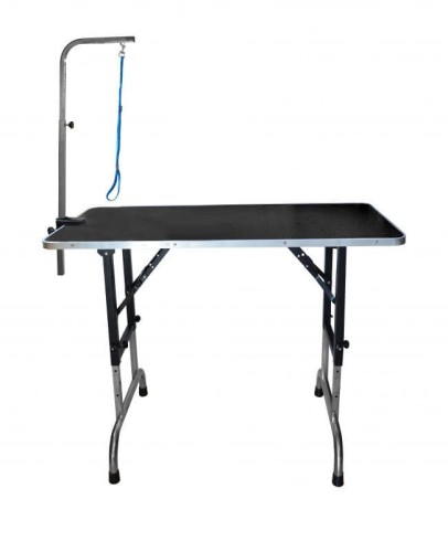 4Paws - stół trymerski z regulacją wysokości i wysięgnikiem w komplecie, czarny blat 120x60 cm