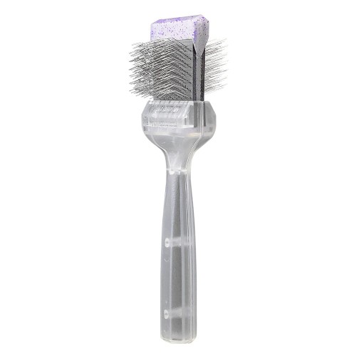 ActiVet - Diamond Daily Care Brush Firm Lila - mała, twarda, dwustronna szczotka z dwoma rodzajami igieł, szerokość 4,5 cm