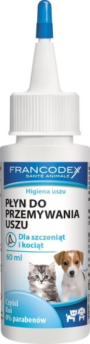 Francodex - płyn do przemywania uszu dla szczeniąt i kociąt, 60 ml