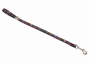 Show Tech - smycz groomerska nylonowa z nadrukiem w kwiaty, czarna, szer. 1,5 cm, dł. 53 cm