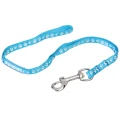 Groom Professional - smycz groomerska Arno nylonowa - błękitna z nadrukiem w łapki, szer. 1 cm, dł. 45 cm