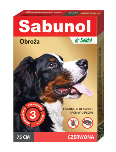dr Seidel - Sabunol - obroża przeciw kleszczom i pchłom dla psa, czerwona 75 cm