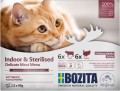 Bozita Indoor & Sterilised - karma dla kotów, kawałeczki w galaretce z wołowiną oraz indykiem, saszetka 85 g , opakowanie zbiorcze 12 szt.