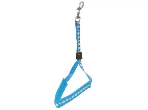 Groom Professional - smycz groomerska Amzi nylonowa z podszewką - niebieska z nadrukiem w łapki, dł. 40 cm 