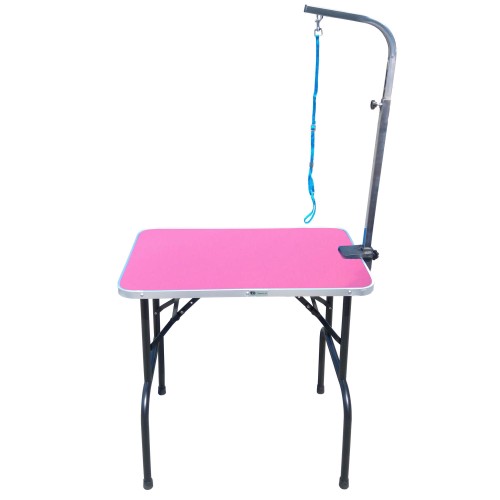 4Paws - stół trymerski z jednostronnym wysięgnikiem w komplecie, różowy blat 75x45 cm