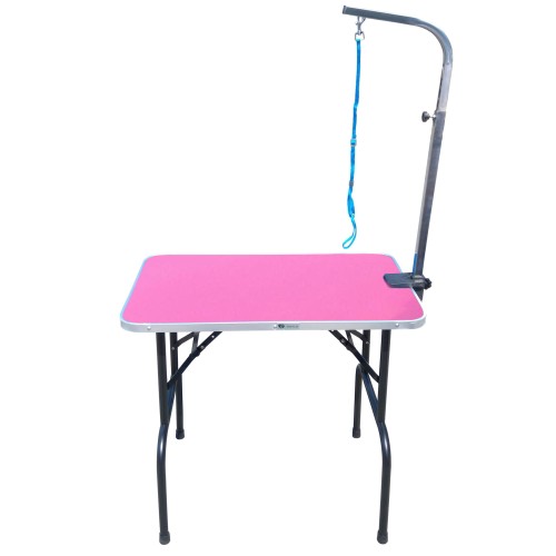 4Paws - stół trymerski z jednostronnym wysięgnikiem w komplecie, różowy blat 85x50 cm