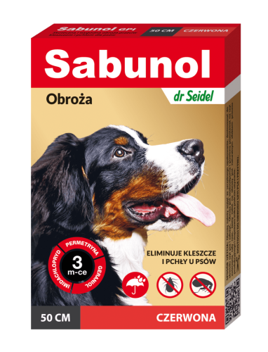 dr Seidel - Sabunol - obroża przeciw kleszczom i pchłom dla psa, czerwona 50 cm