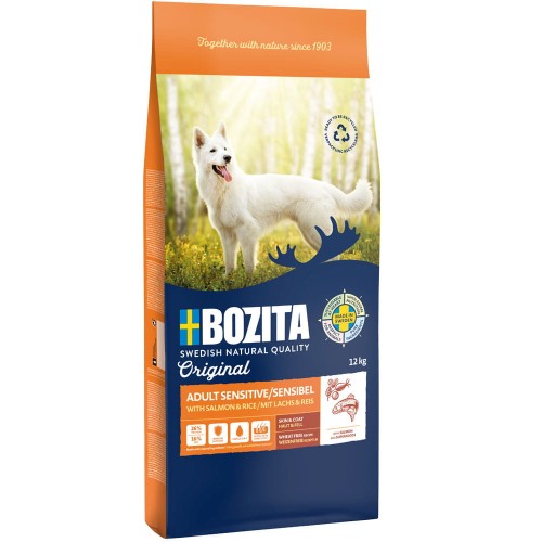 Bozita Original Sensitive Skin & Coat - pełnoporcjowa sucha karma dla dorosłych psów wszystkich wielkości i ras o normalnym poziomie aktywności, 12 kg
