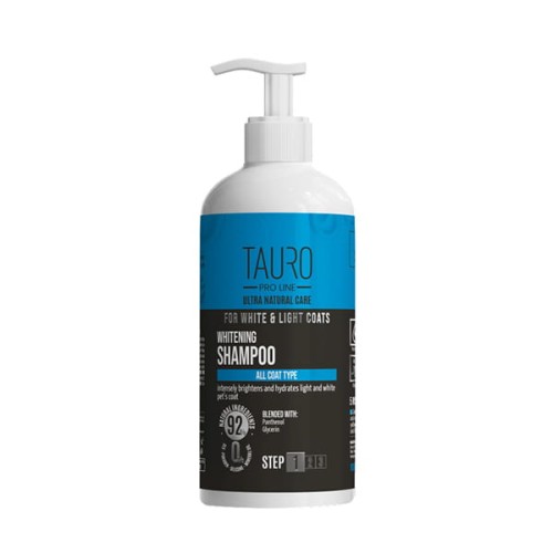 Tauro Pro Line, Ultra Natural Care for White and Light Coats - Whitening Shampoo - szampon wybielający do białej i jasnej sierści, 400 ml