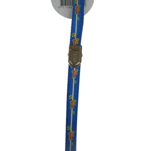 Trim - smycz groomerska nylonowa - niebieska z nadrukiem w łapki i kostki, szer. 10 mm, dł. 58 cm