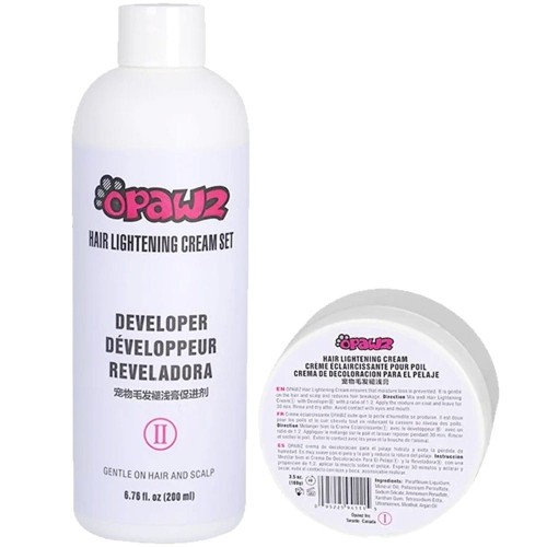Opawz -  Hair Lightening Cream Set, Cream + Developer - zestaw do rozjaśniania sierści, 100 g + 200 ml
