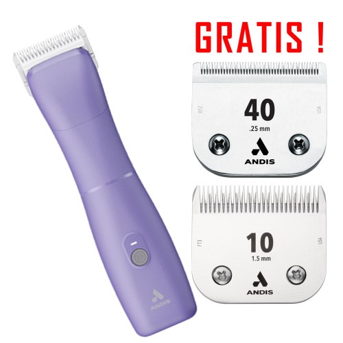 Andis - eMERGE Clipper Cordless - maszynka bezprzewodowo-sieciowa z ostrzem CeramicEdge nr 10 (1,5 mm), kolor fioletowy + ostrze UltraEdge nr 40 (0,25 mm) gratis