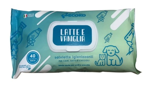 Record - Milk and Vanilla Wipes - chusteczki nawilżane dla zwierząt, oczyszczające 40 szt.
