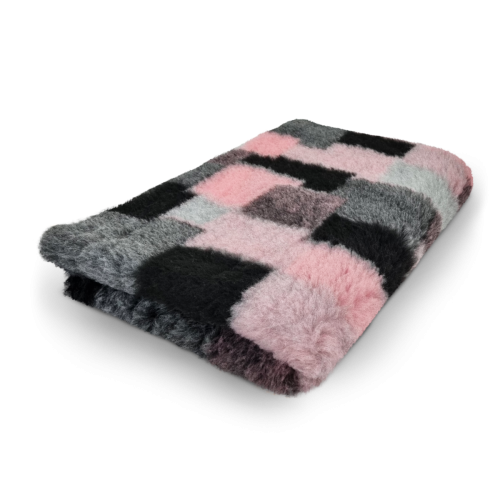 Dry Bed, typ A+, - legowisko, suche posłanie dla szczeniaków i zwierząt dorosłych - różowo-szary patchwork