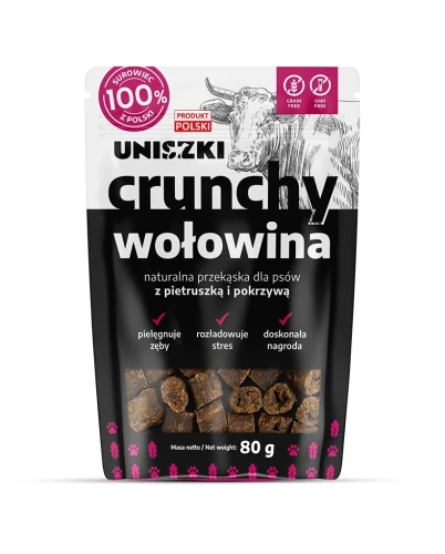 Uniszki - Crunchy wołowina z pietruszką i pokrzywą - naturalna przekąska dla psów, 80 g