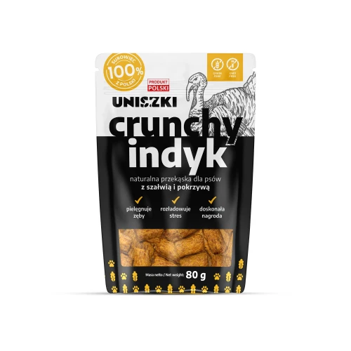 Uniszki - Crunchy indyk z szałwią i pokrzywą - naturalna przekąska dla psów, 80 g 