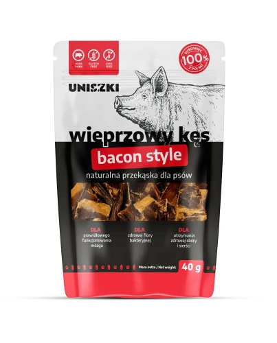Uniszki - Wieprzowy kęs, becon style - naturalna przekąska dla psów, 40 g