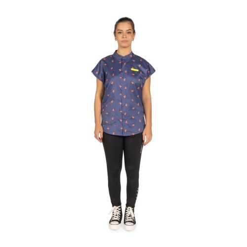 Artero - Moscú Coral Poodle Print Smock - bluza groomerska granatowa w koralowe pudle
