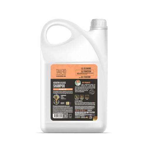 Tauro Pro Line, Ultra Natural Care - Keratin & Gloss Shampoo - szampon z keratyną, odbudowujący, 3,78l