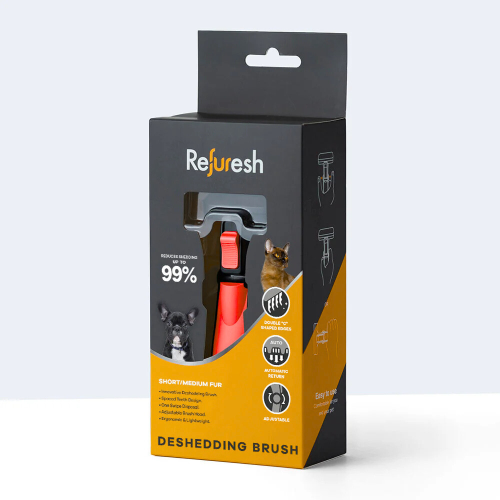 Refuresh - Deshedding Brush Short/Medium Fur, Red - narzędzie do usuwania podszerstka dla sierści krótkiej i średniej, rozmiar S