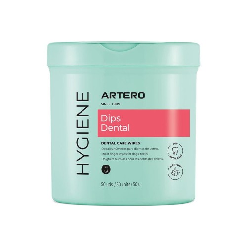 Artero - Dips Dental, Dental Care Wipes - naparstki do czyszczenia zębów dla psów, 50 szt.