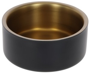 Kerbl Pet - Stainless Steel Bowl Golden - miska ze stali nierdzewnej czarno-złota, 900 ml