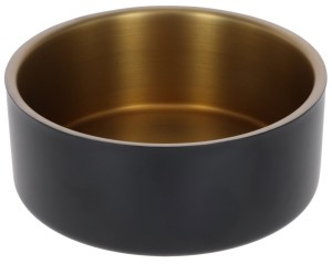 Kerbl Pet - Stainless Steel Bowl Golden - miska ze stali nierdzewnej czarno-złota, 1800 ml