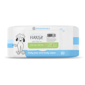 Furrish - Paw & Body Wipes, Spring Water - chusteczki do czyszczenia łap i sierści, delikatny i świeży zapach, 100 szt.