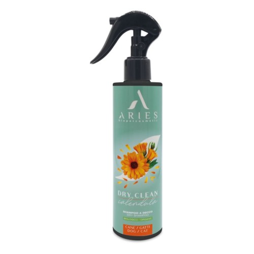 Aries - Dry Clean Calendula, Dry Shampoo - szampon na "sucho" w sprayu dla psów i kotów, nuty fiołka i kwiatów, 250 ml