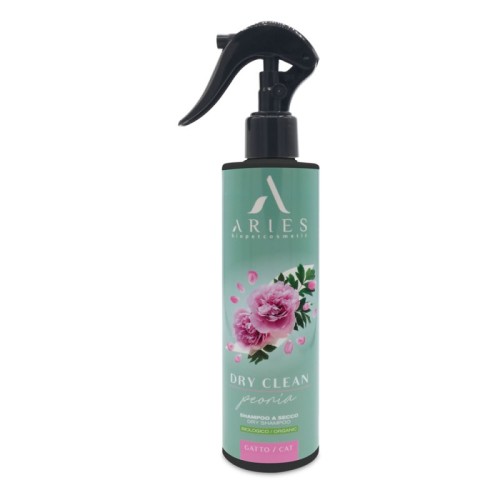 Aries - Dry Clean Peonia, Dry Shampoo Peony - szampon na "sucho" w sprayu z piwonią dla kotów, 250 ml