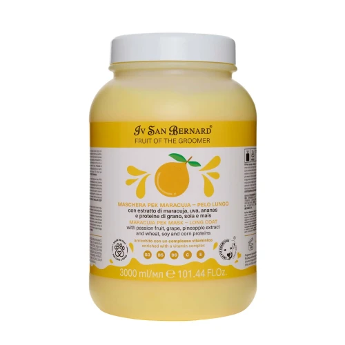 Iv San Bernard - Fruit of the Groomer, Maracuja Pek Mask - maska regenerująca dla długiej sierści o zapachu marakui, 3l 