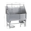 Artero - Sea Fixed Bathtub – stacjonarna, stalowa wanna groomerska z przesuwnymi drzwiczkami i schodkami po prawej stronie