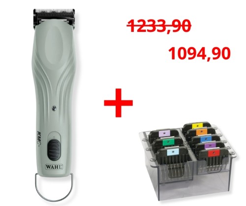 Wahl - KMC+ Cord Cordless Clippper - bezprzewodowo-sieciowa maszynka do strzyżenia z ostrzem nr 10 - 1,5 mm oraz zestaw 8 szt. nasadek ze stali nierdzewnej w kasetce GRATIS