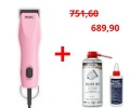 Wahl - KM2+ - profesjonalna maszynka dwubiegowa z silnikiem bezszczotkowym i ostrzem nr 10 - 1,5 mm, kolor różowy + Blade Ice Spray + Clipper Oil GRATIS