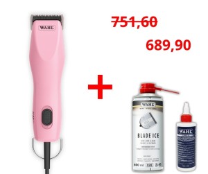 Wahl - KM2+ - profesjonalna maszynka dwubiegowa z silnikiem bezszczotkowym i ostrzem nr 10 - 1,5 mm, kolor różowy + Blade Ice Spray + Clipper Oil GRATIS